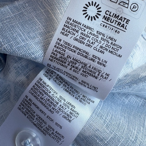 NEW Reformation Daria Linen Mini Dress Bow Angelic Sky Blue Floral | US 0 UK 4 - Picture 12 of 13